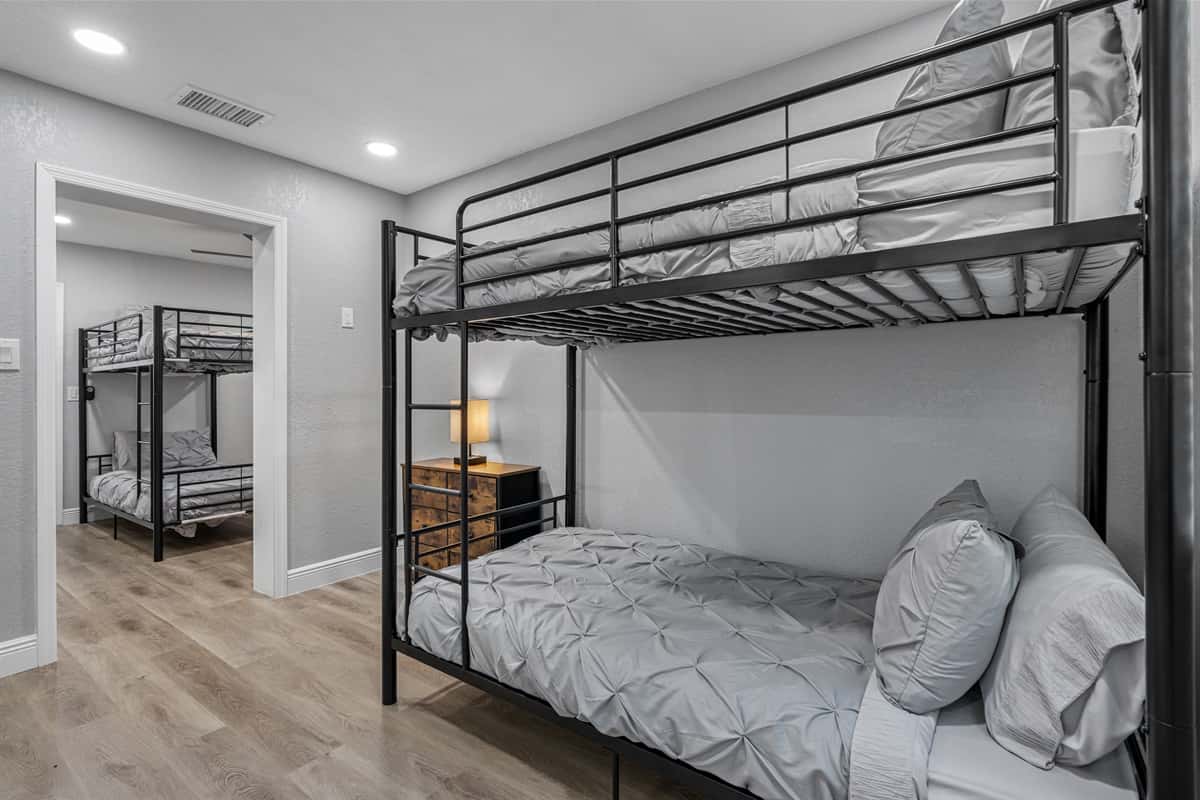 New bedroom setup: 1 bunk bed (full over twin). New Photos Coming Soon!