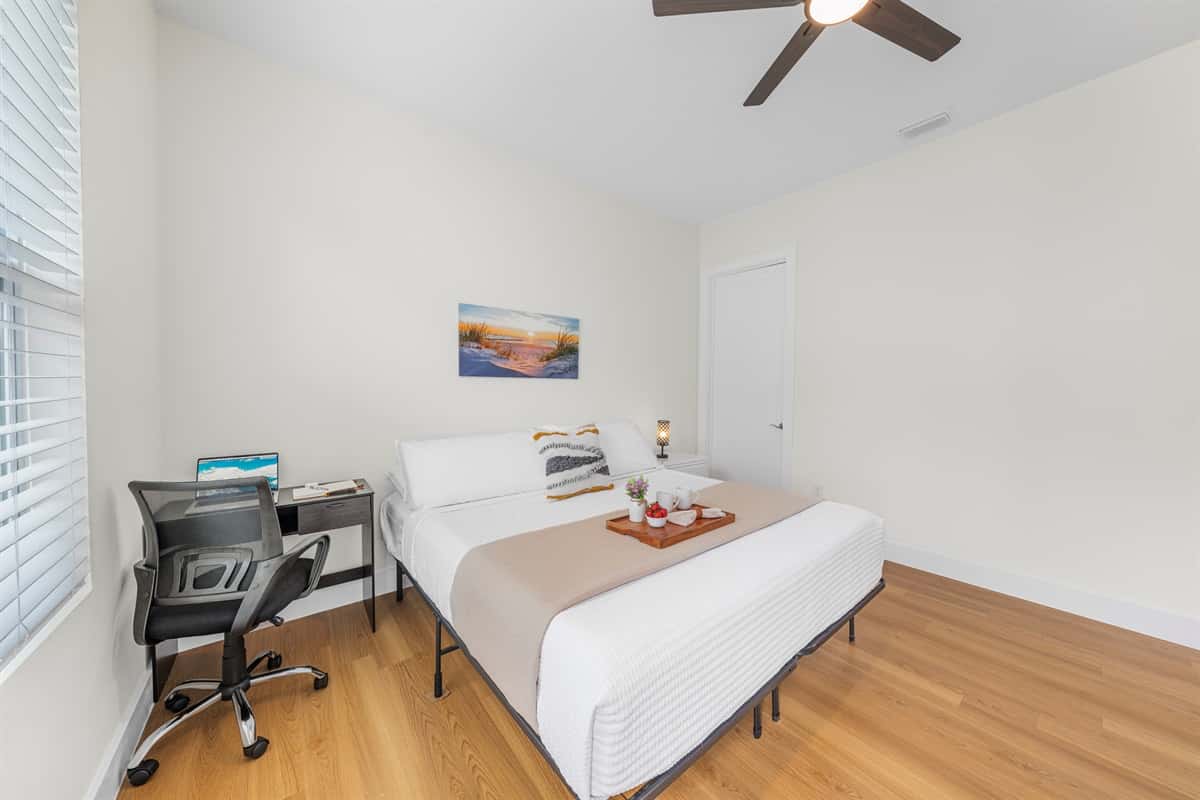 Generous closet space and hardwood floors throughout. Unpack your bags, hang up your clothes, and make yourself at home.