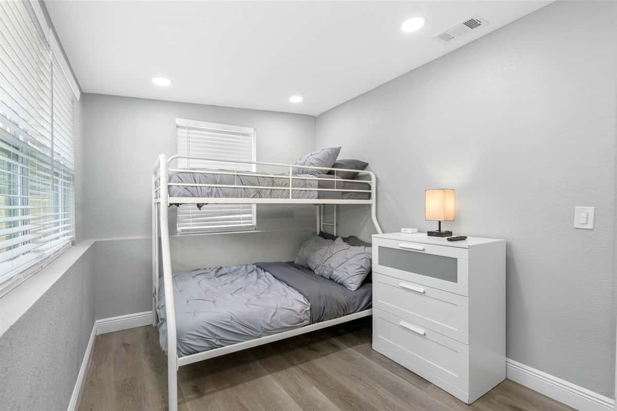 The sturdy, stylish bunk bed offers a cozy retreat for sleepovers, bedtime stories, and playful dreams.