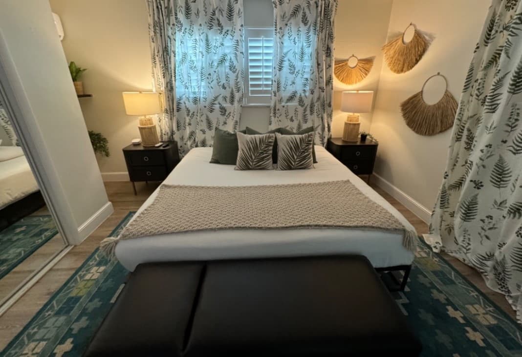 The decor of this Bedroom is designed to enhance its welcoming ambiance. 