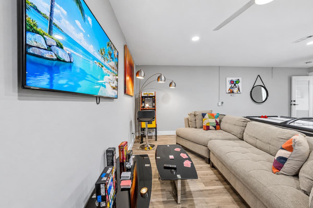 Enjoy movie nights, arcade games, and family fun in this entertainment space.