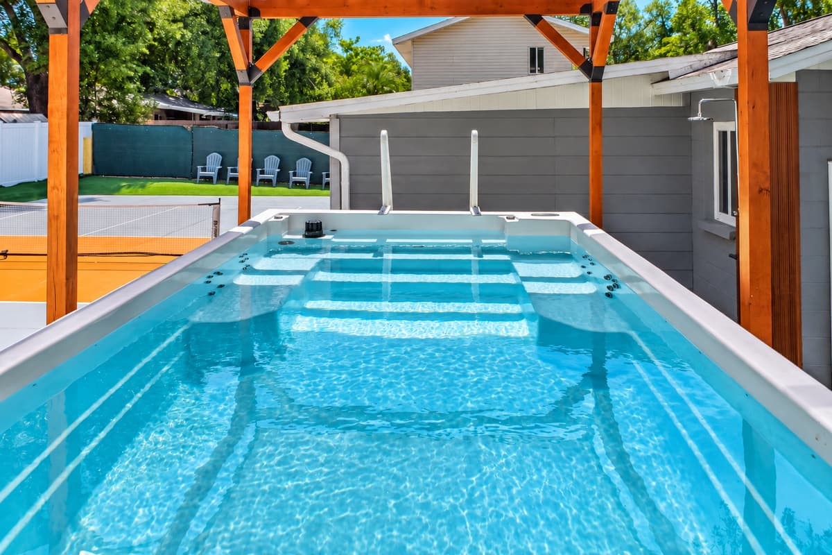 Experience your own private oasis with a swim spa designed for relaxing, exercising, or cooling off under the Florida sun.