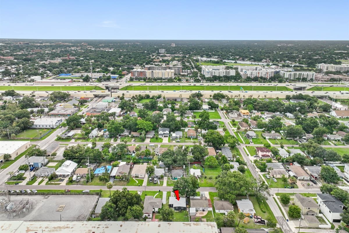 Aerial view of the neighborhood.