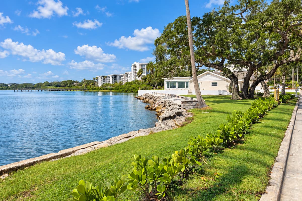 Waterfront grounds and views along the seawall.