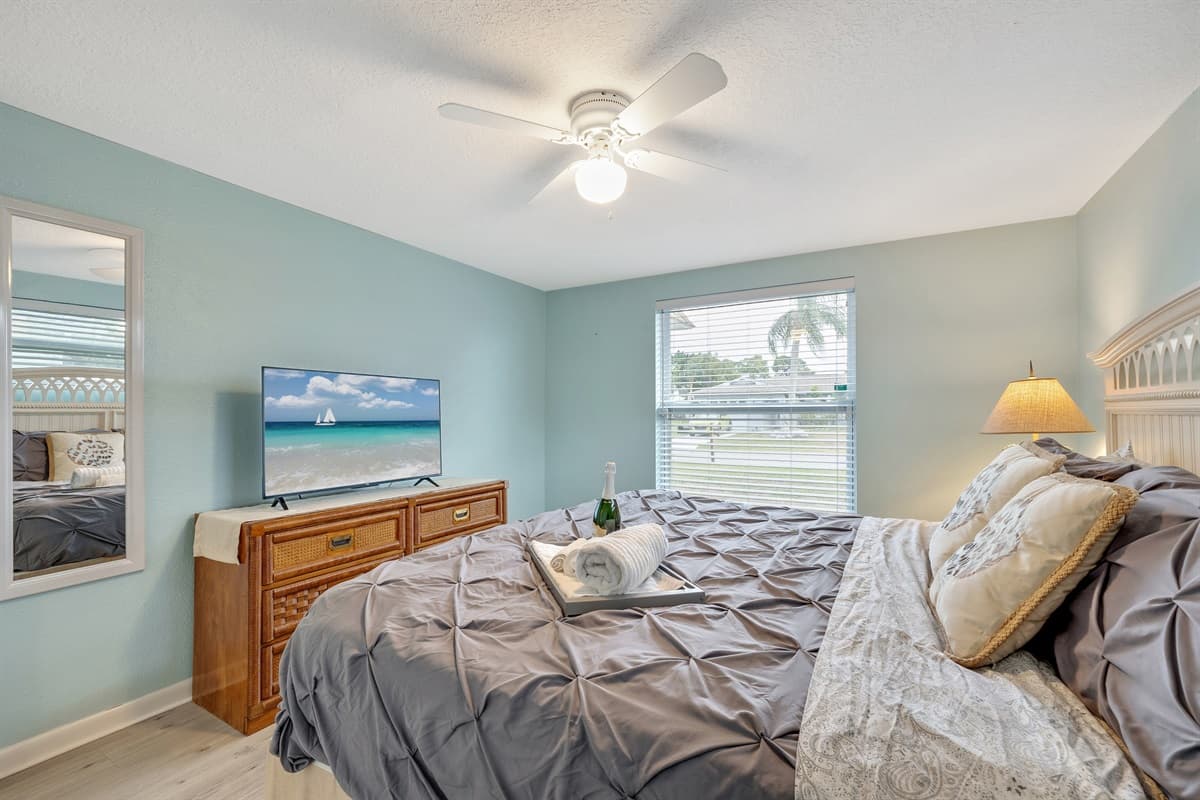 As you wake up to the gentle reflections dancing on the water's surface, you are treated to a serene and picturesque sneak peek of the outside world.