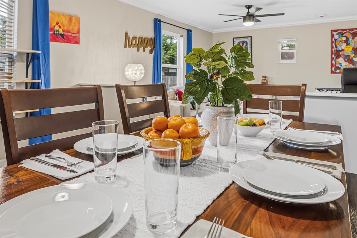 Close-up of beautifully set dining table—perfect for shared meals and special moments.