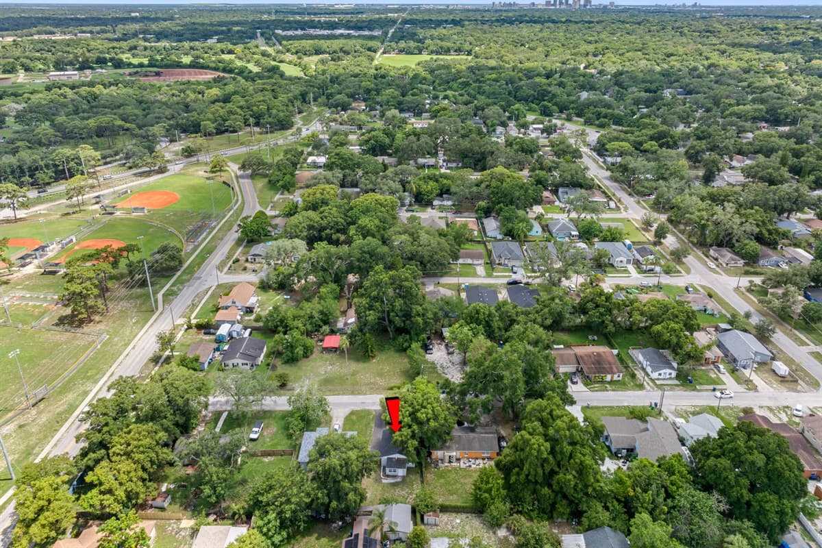 Aerial view of the neighborhood