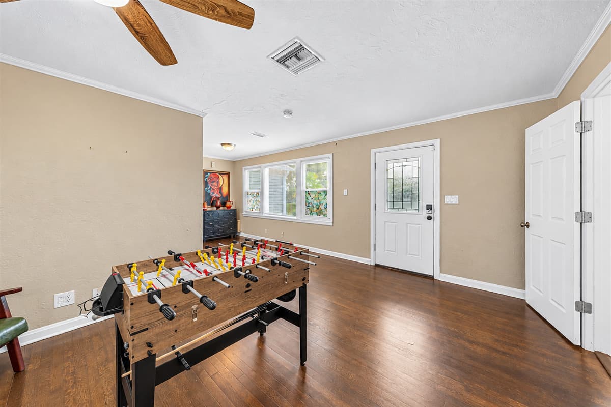 Spacious game room with open layout—perfect for group fun and activities.