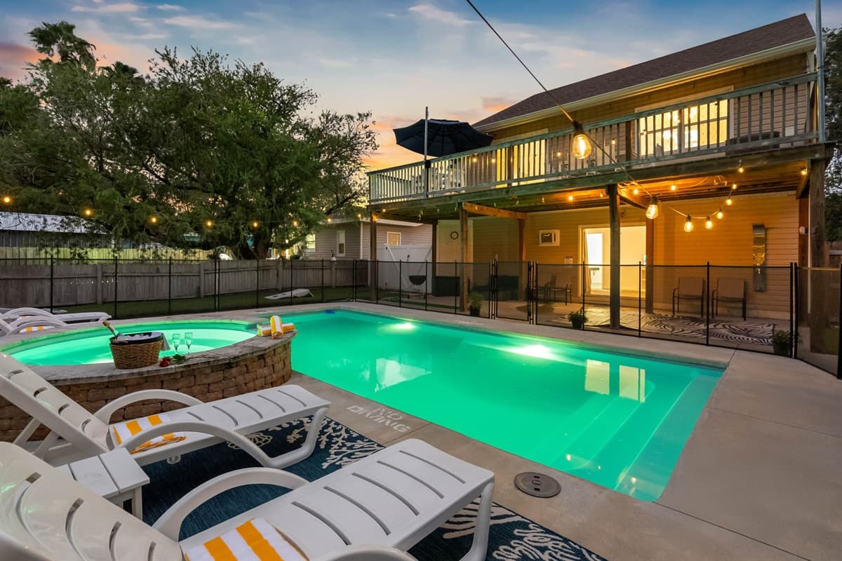 Step into your own slice of paradise, complete with a sparkling pool, outdoor seating, and a tranquil setting for your Florida getaway.