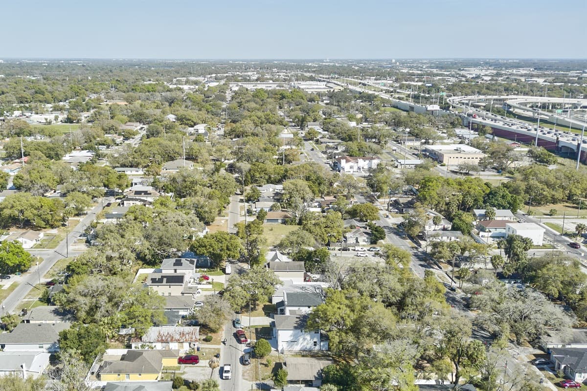 Aerial view of the beautiful neighborhood.