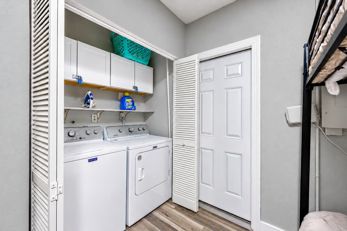 We wanted to make sure your stay would be as comfortable as possible so we provided a full-sized washer and dryer. Never worry about bringing home used and soiled clothes. Send us an inquiry as soon as possible!