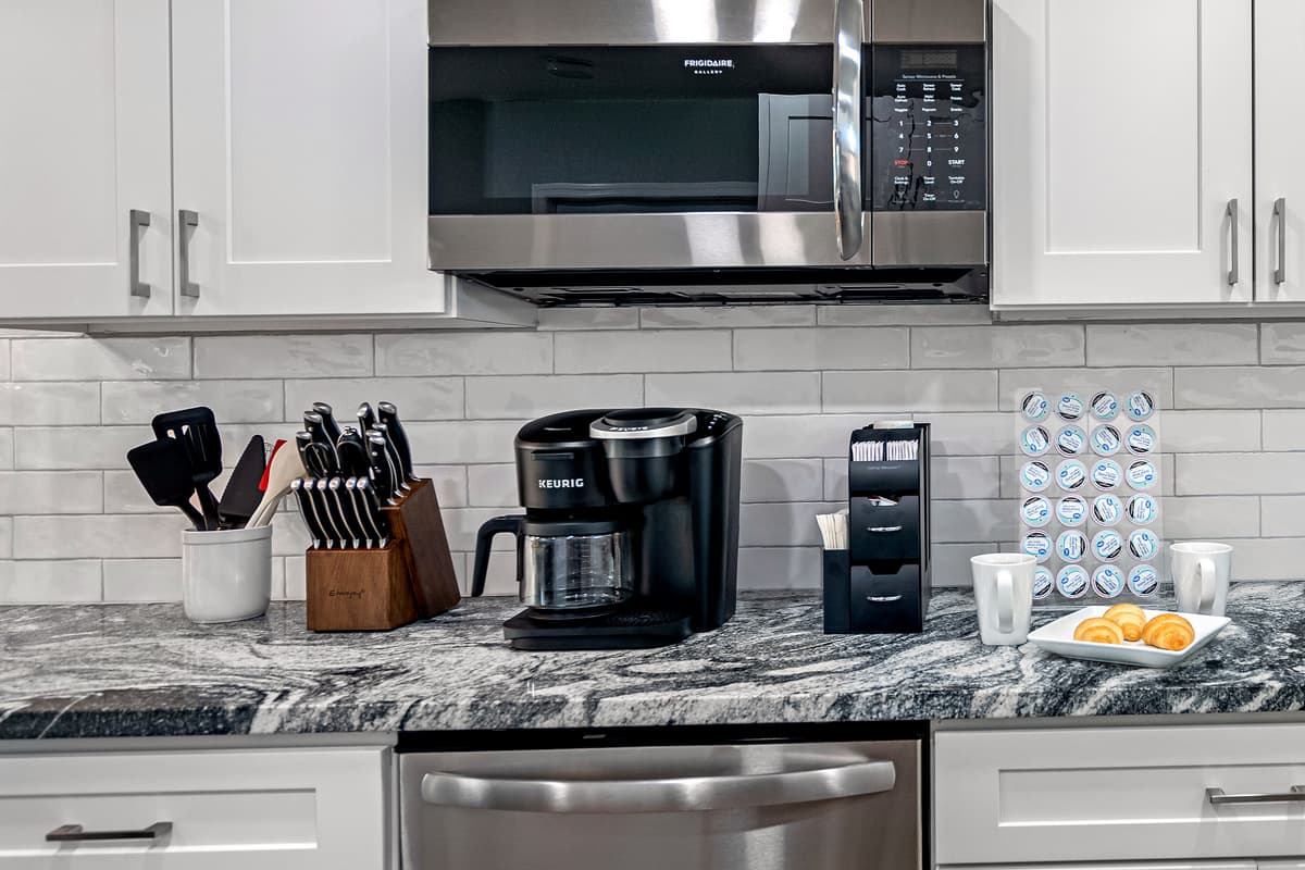 Who doesn't love a good cup of coffee or tea in the morning? Or toast for breakfast perhaps? Our kitchen is equipped for you guys! 