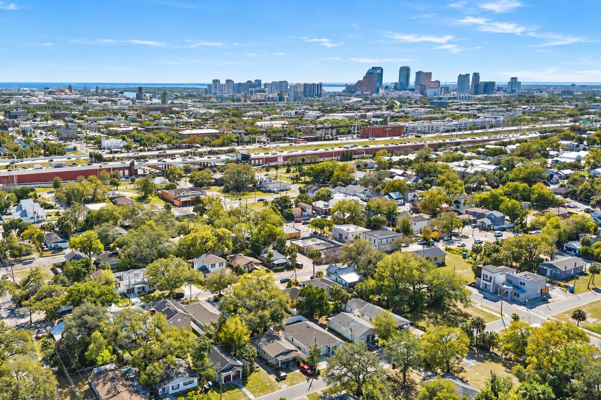 Aerial view of the beautiful neighborhood.