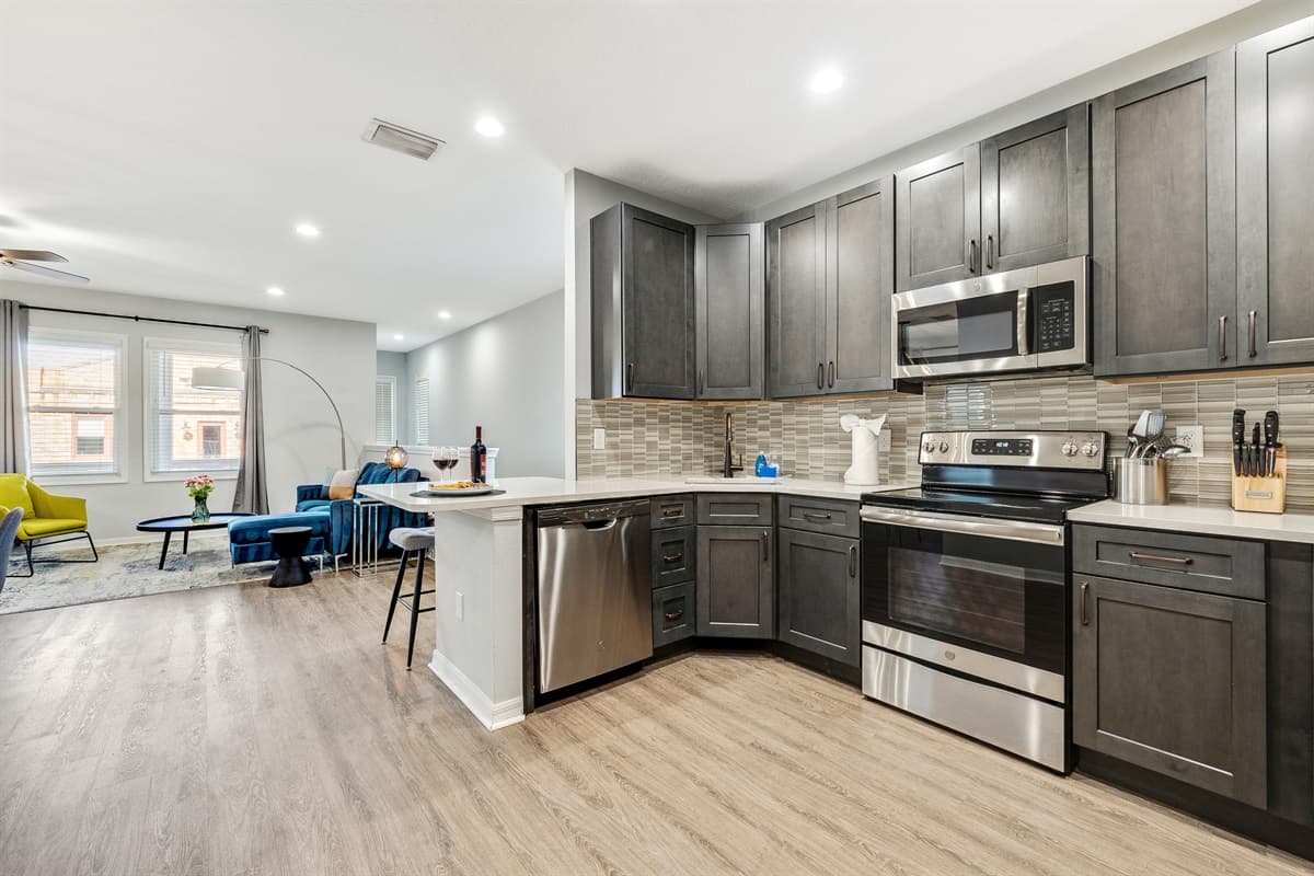 The layout is meticulously designed, ensuring that each essential tool and gadget is within arm's reach, streamlining your cooking process.