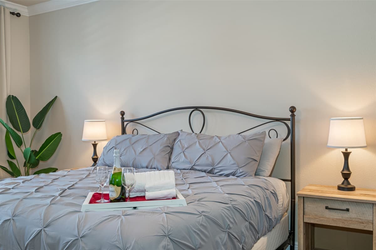 Feel at home while you're on your home away from home! This amazing room has a king -size bed, closet, drawers, and its own TV. Relax and wind down after a long day of touring. If you like what you see so far, send us a message as soon as possible!