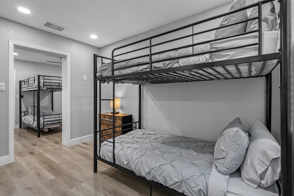 New bedroom setup: 1 bunk bed (full over twin). New Photos Coming Soon!
