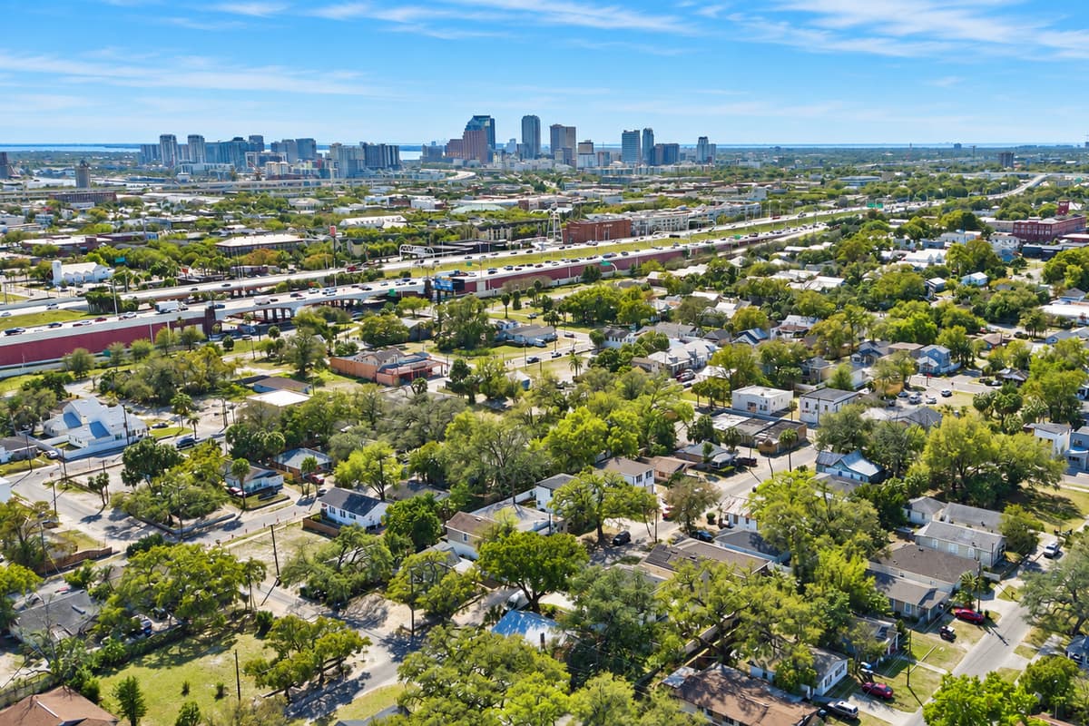 Aerial view of the beautiful neighborhood.