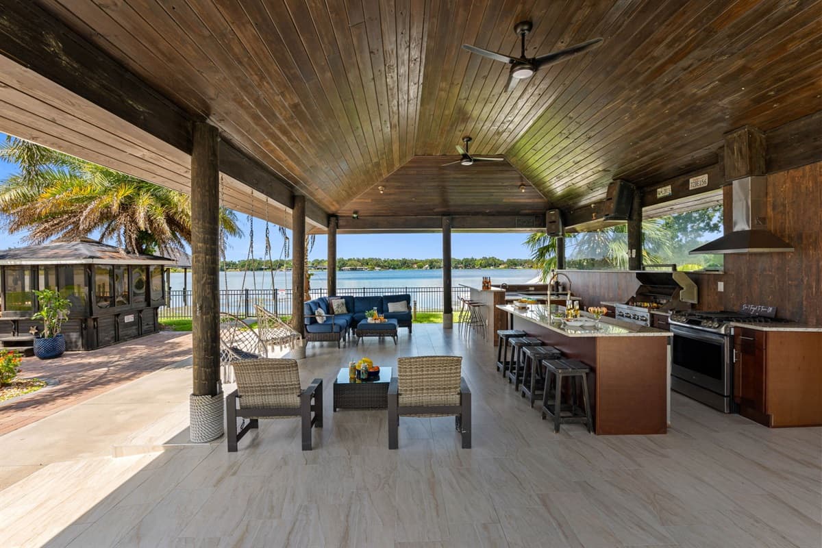 IMPORTANT NOTICE: Please note that the outdoor kitchen appliances are currently not functional, with the exception of the outdoor grill, which is fully operational and available for use.