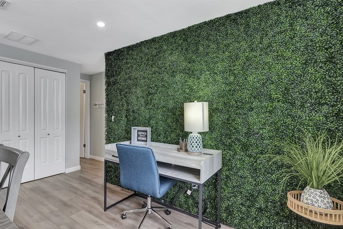 Within the recreational and dining area, you'll find a dedicated study or work table, provided for your convenience.