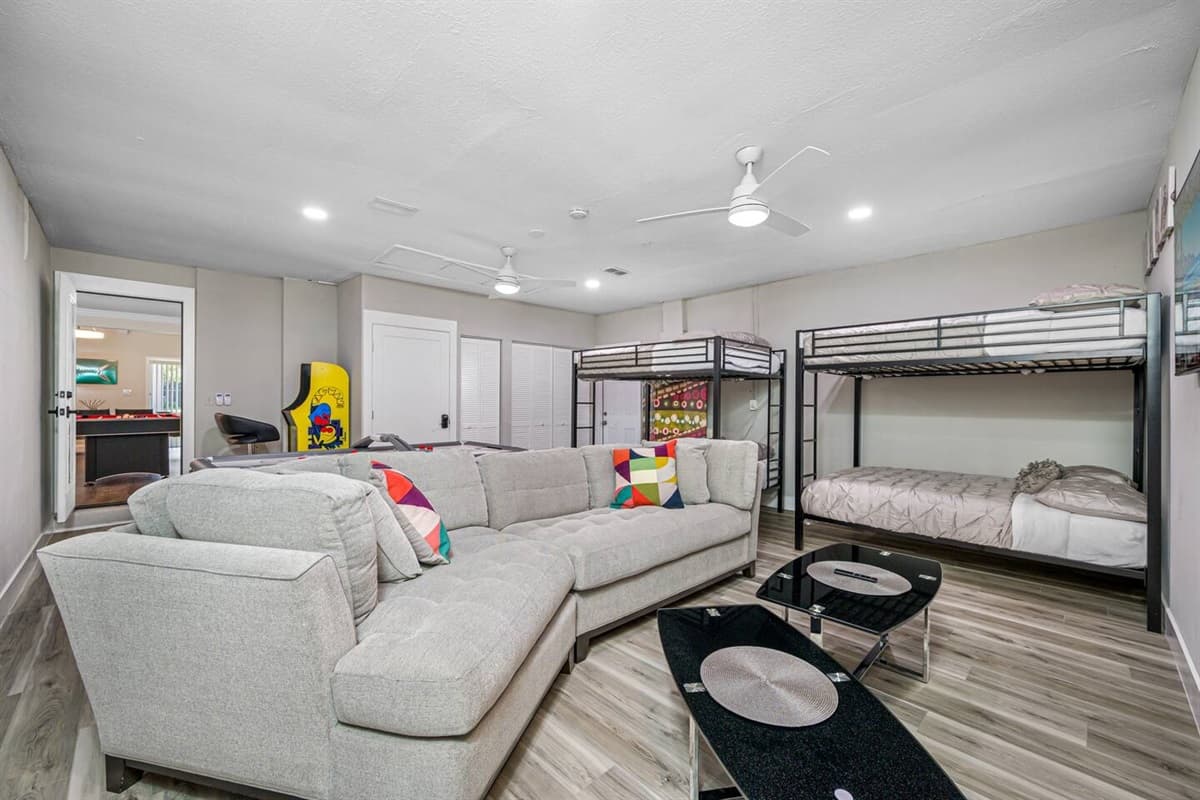 Let the kids have the best sleepover suring your stay with us! This room has enough sleeping space for kids and let them have their own space to watch movies they like and play games too.