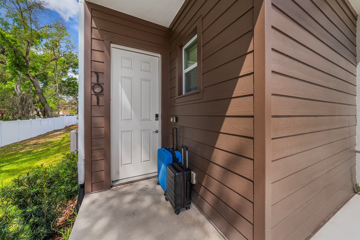 Your own private entrance with a covered front porch for easy check-in, rain or shine.