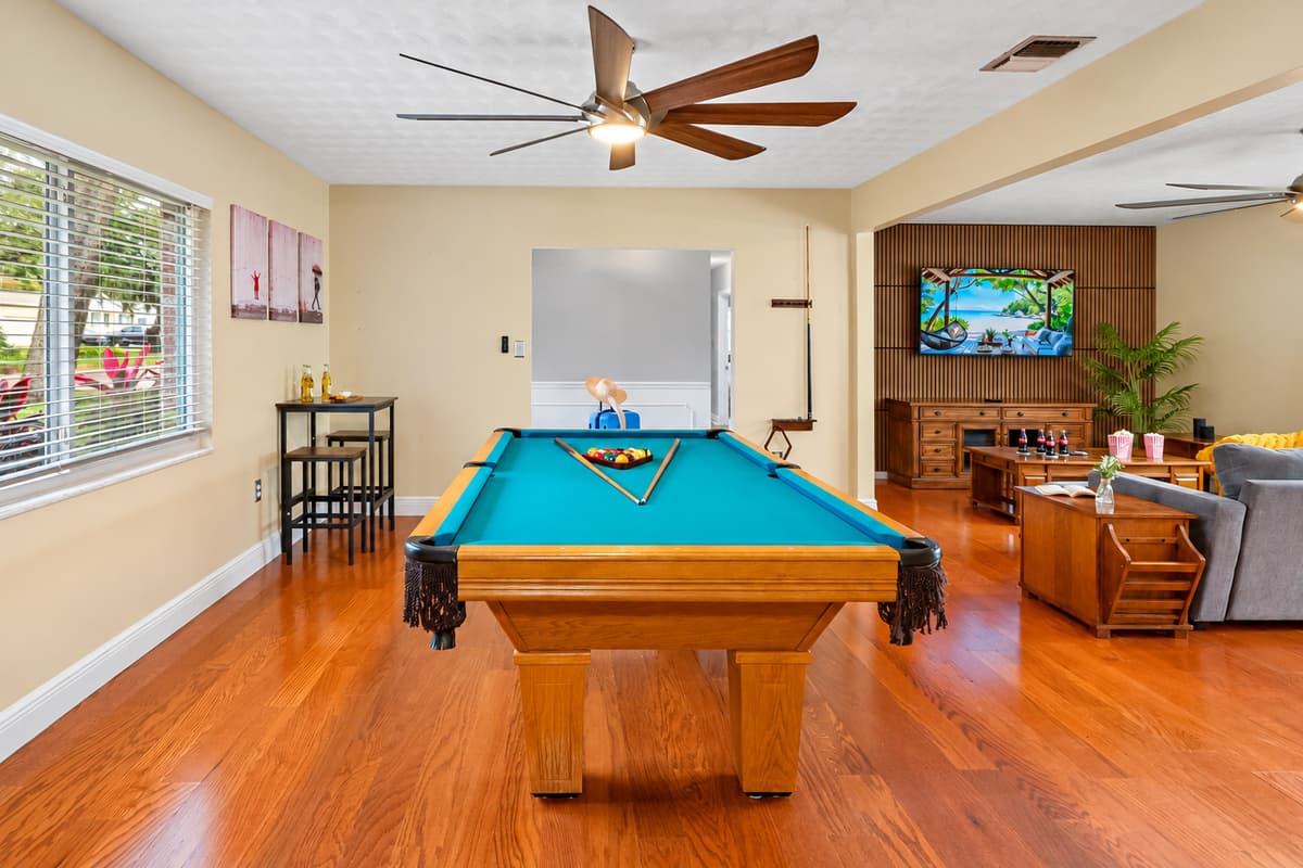 Spend quality time together enjoying games in this spacious and inviting pool area.