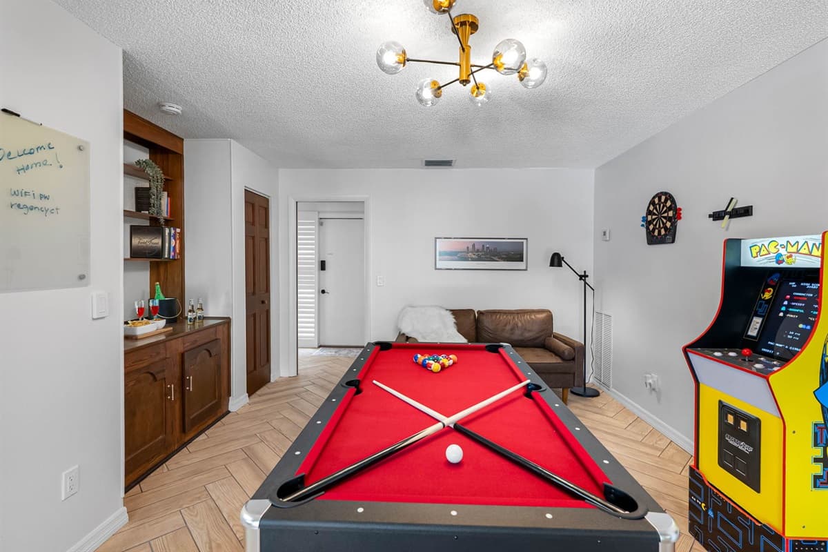 Nostalgia meets entertainment in this curated game room! Challenge your crew at the ping-pong table, enjoy a classic arcade round, or simply lounge with good music and great company.