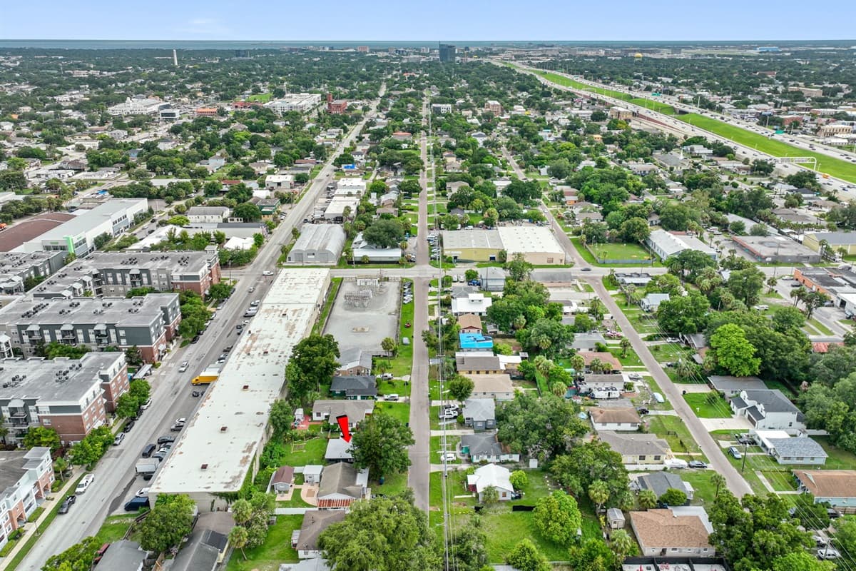 Aerial view of the neighborhood.