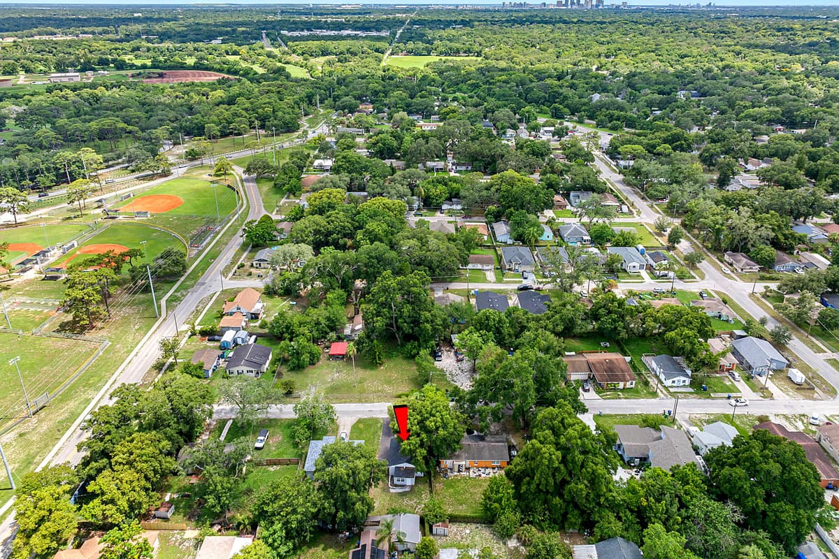 Aerial view of the neighborhood