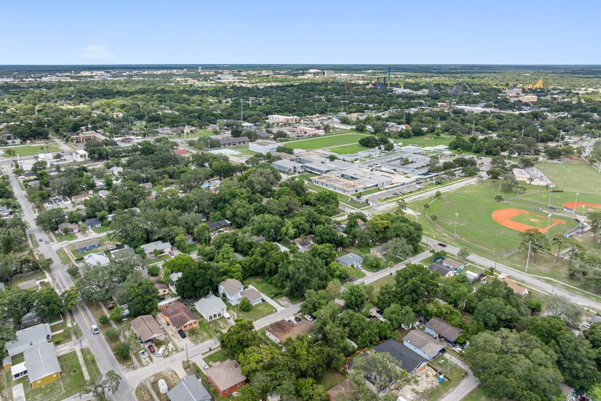 Aerial view of the neighborhood