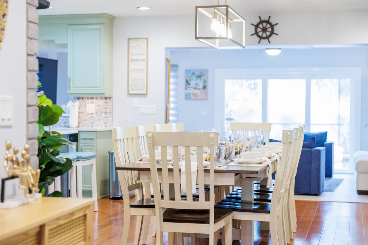 Dining and kitchen details at Flamingo Palms.