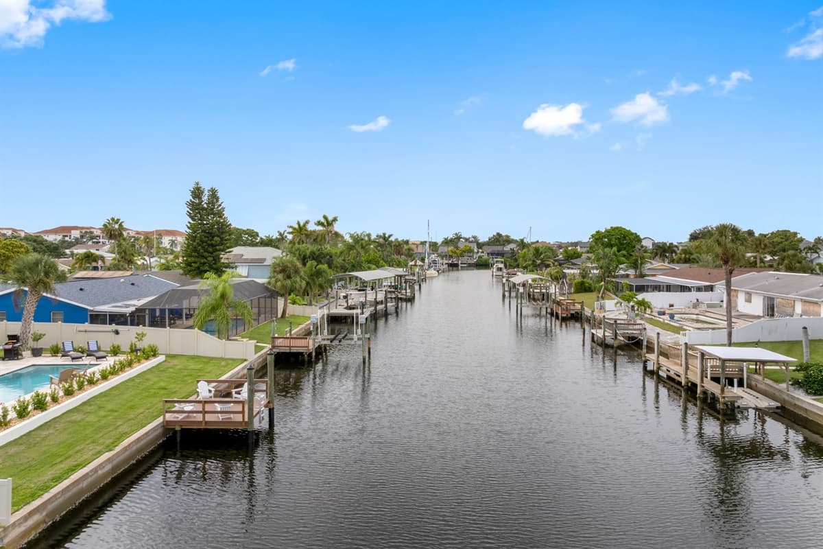 Whether day or night, this dock offers a peaceful vantage point over the beautiful canal.