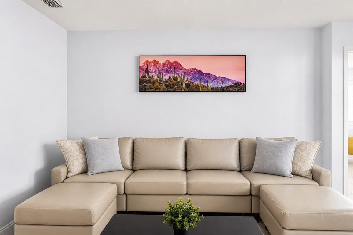 Cozy sectional sofa setup perfect for relaxing movie nights and group gatherings.