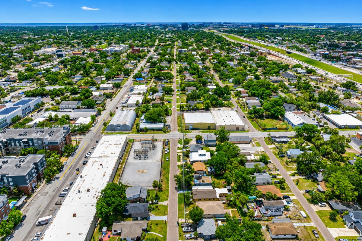 Aerial view of the neighborhood