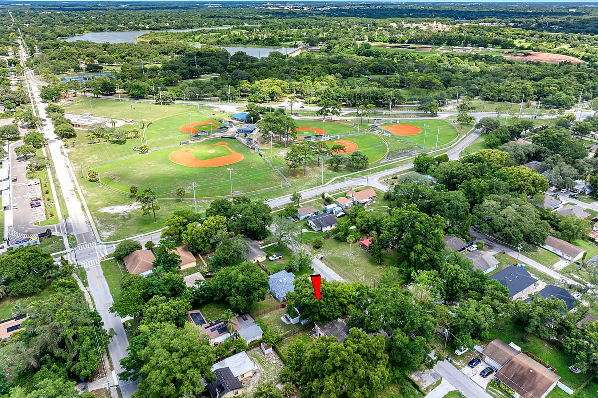 Aerial view of the neighborhood