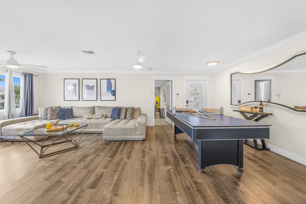 Challenge your group to a friendly game of pool in the open entertainment space.