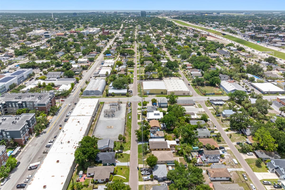 Aerial view of the neighborhood