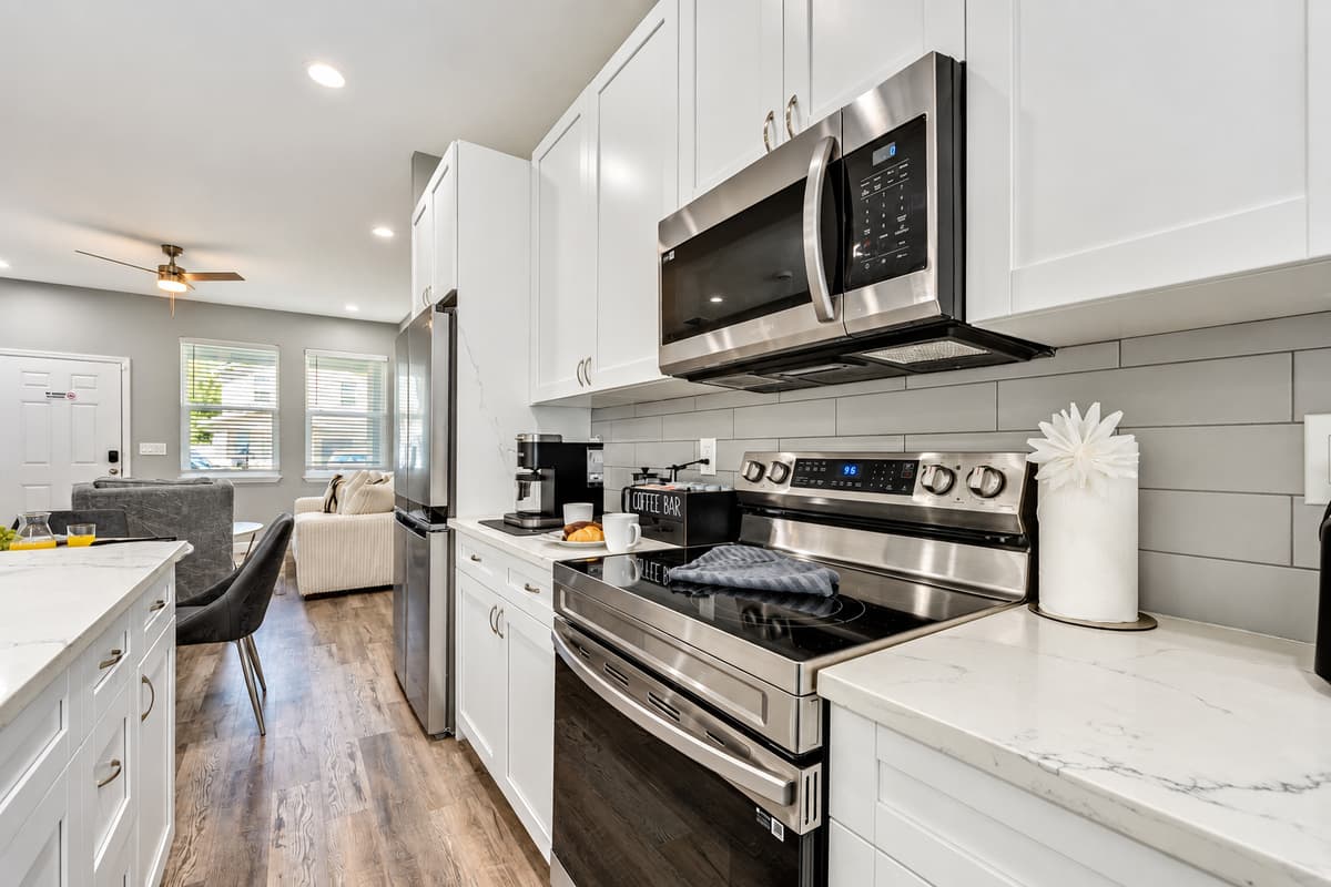 Our family-friendly kitchen is designed with efficiency and convenience in mind. 