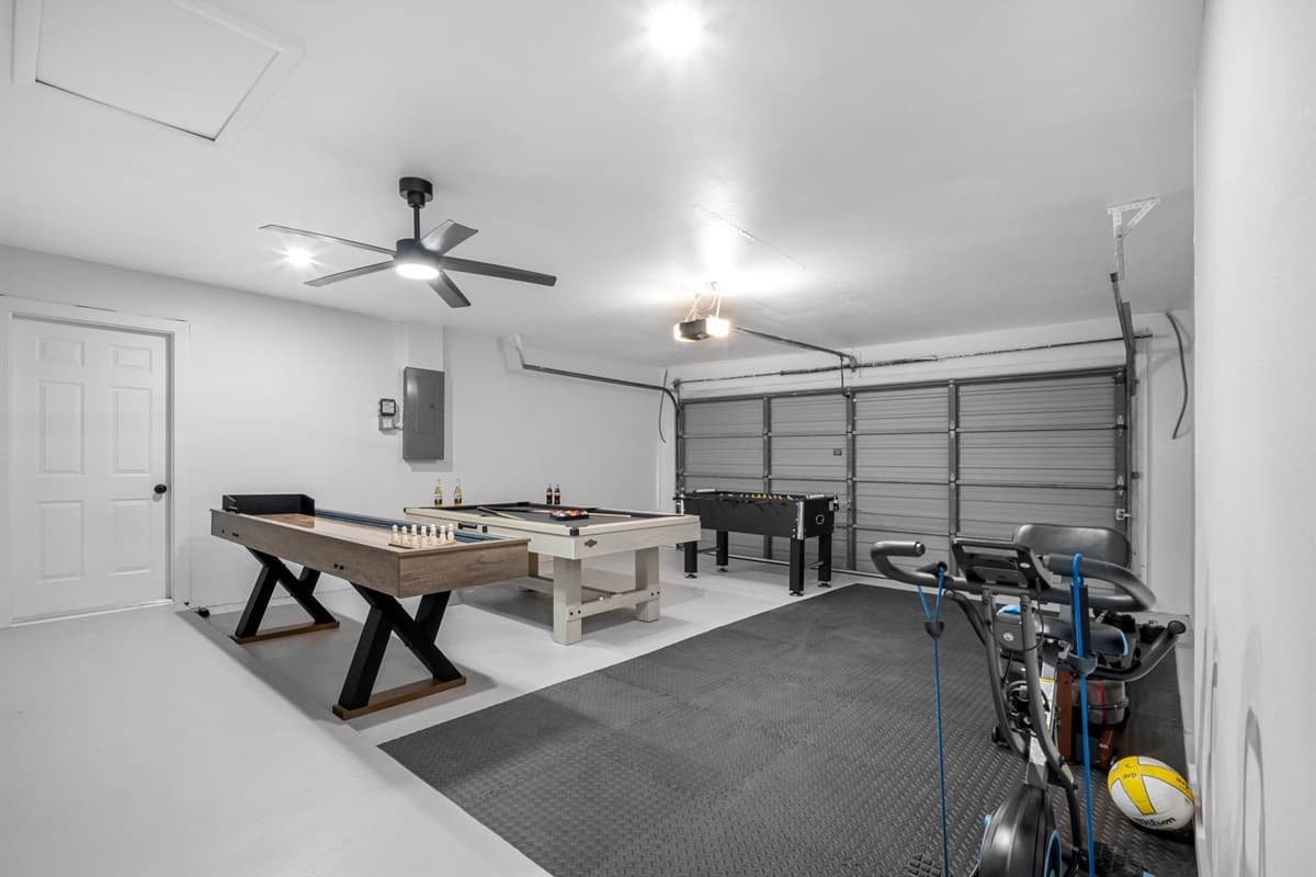 The ultimate hangout spot! Enjoy a friendly match of pool, foosball, or shuffleboard, then cool down with a light workout — all in one space.