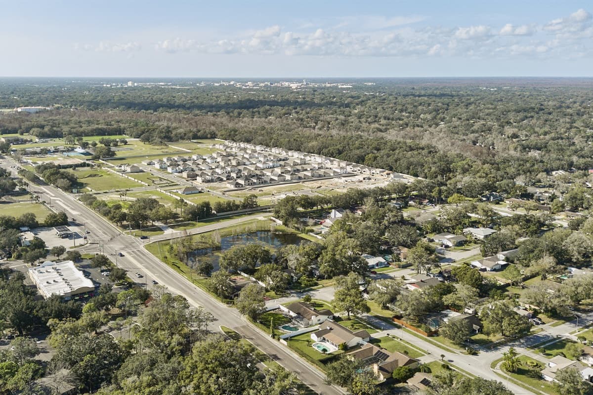 Aerial view of the neighborhood.