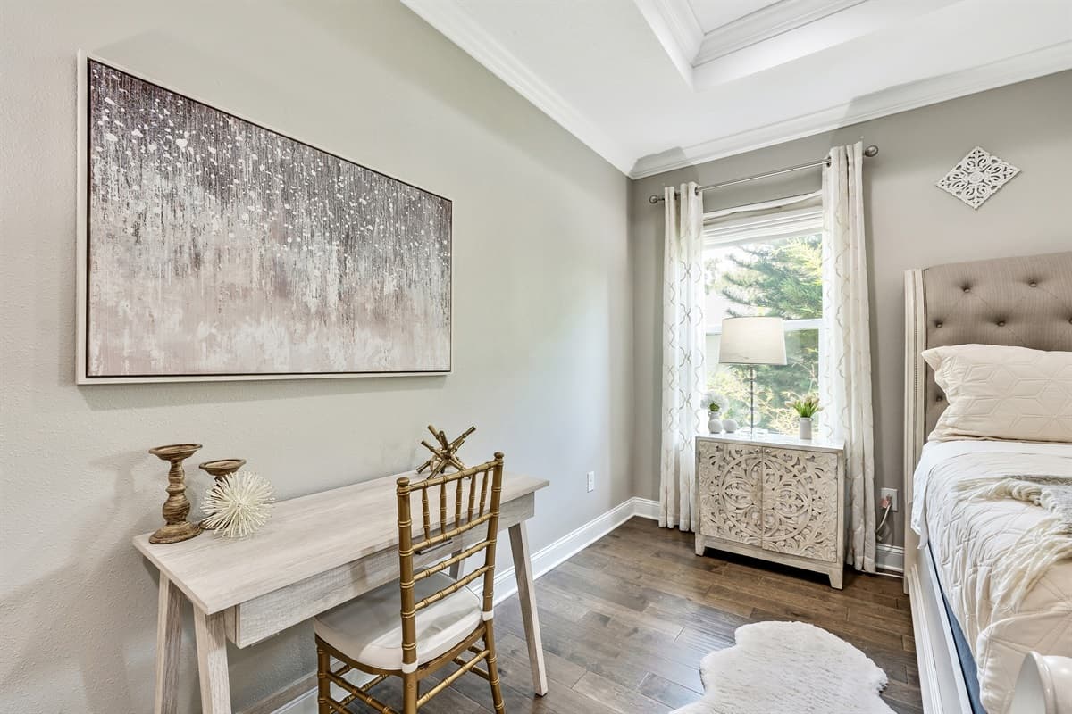 With tasteful furnishings and thoughtful accents that create a welcoming atmosphere.