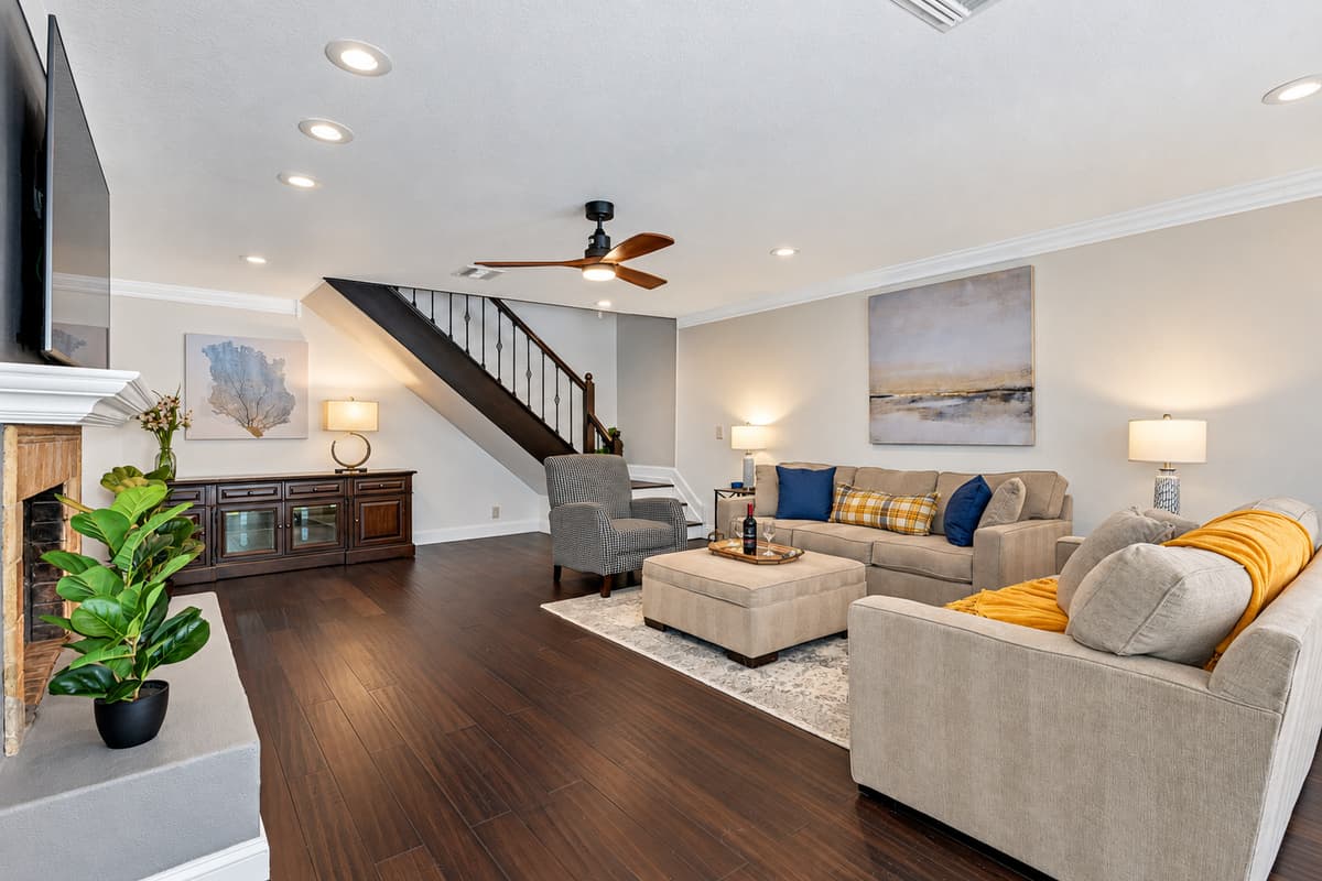 Relaxation meets sophistication in this inviting space, with plush seating, chic decor, and ambient lighting that sets the mood.