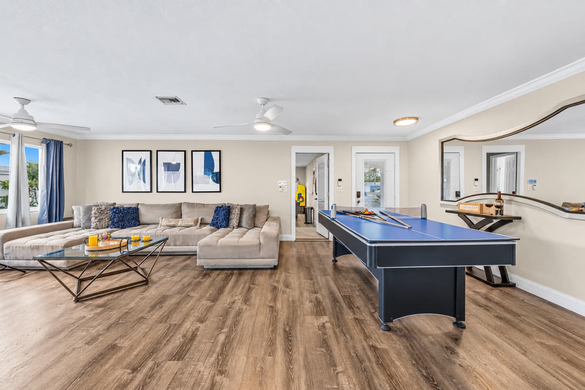 Challenge your group to a friendly game of pool in the open entertainment space.
