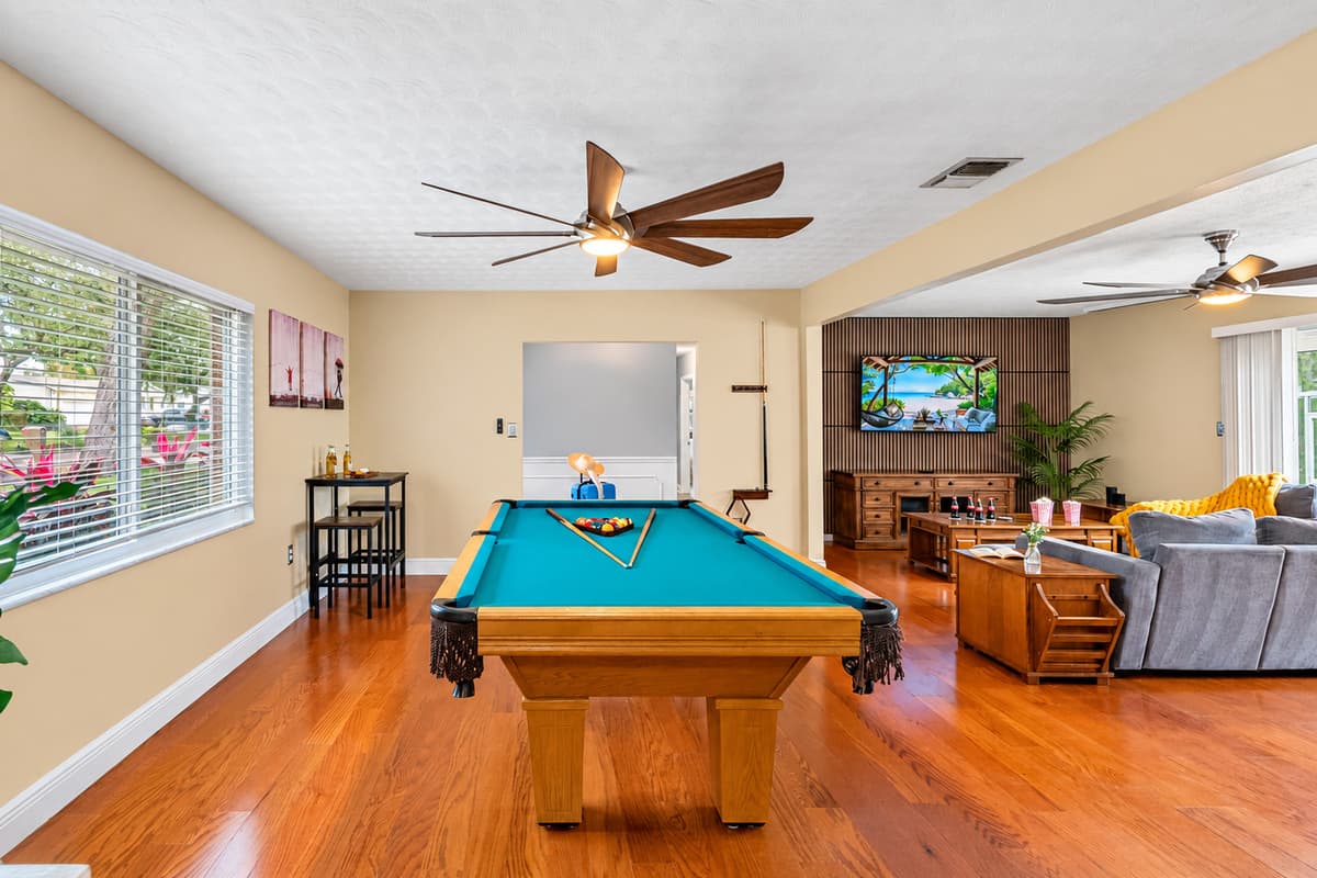 Challenge your group to a game of pool in this open and inviting recreation space.