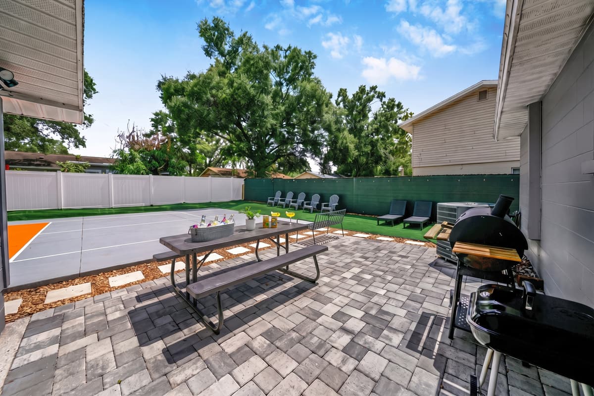 Spacious and sturdy, this picnic table offers a casual spot to dine, play games, or just unwind.