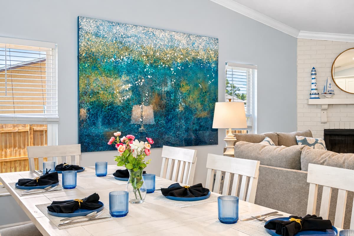 This dining area provides a warm and inviting atmosphere where memories are made over delicious food and good company.