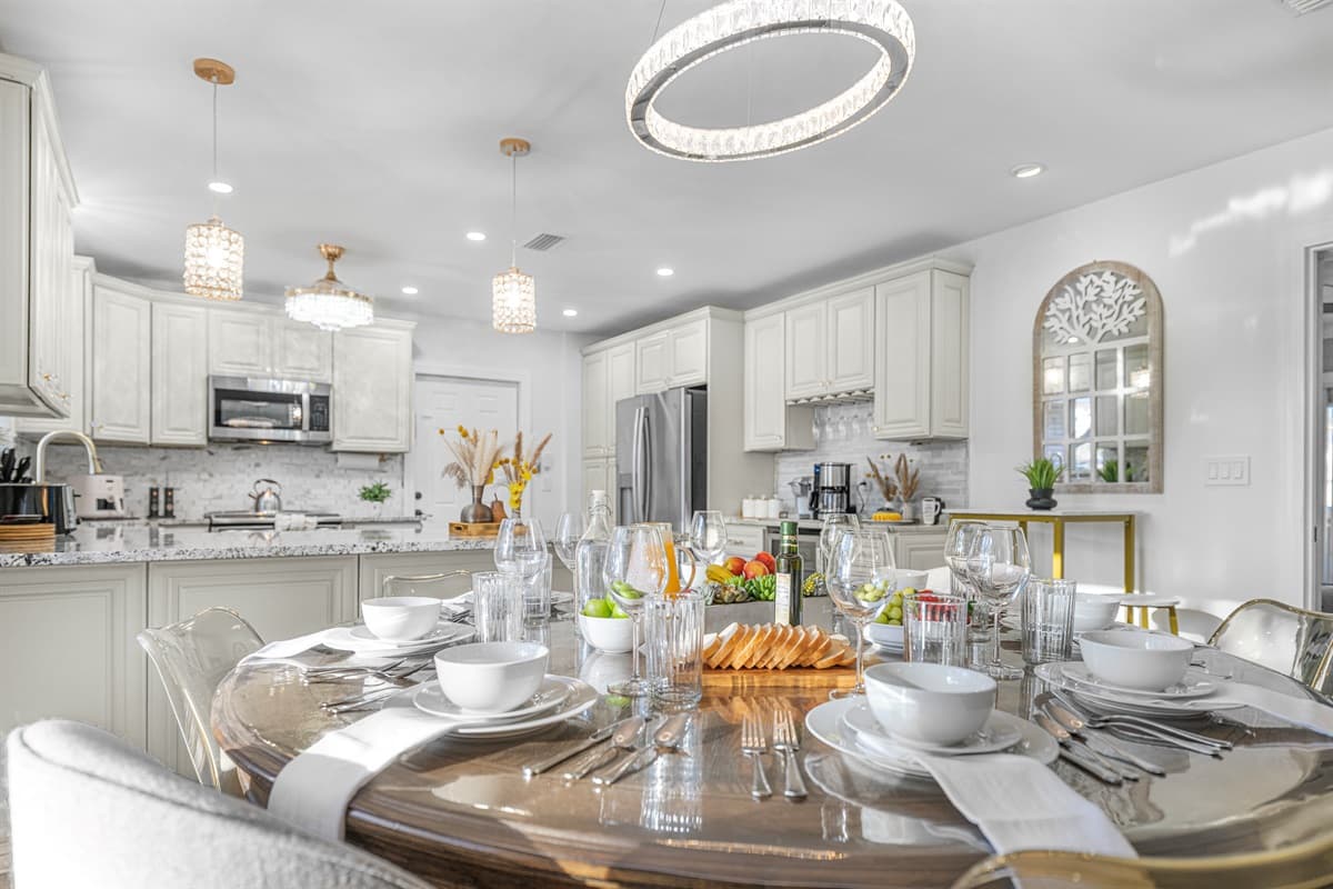 A welcoming dining space designed to comfortably accommodate group meals and meaningful gatherings.