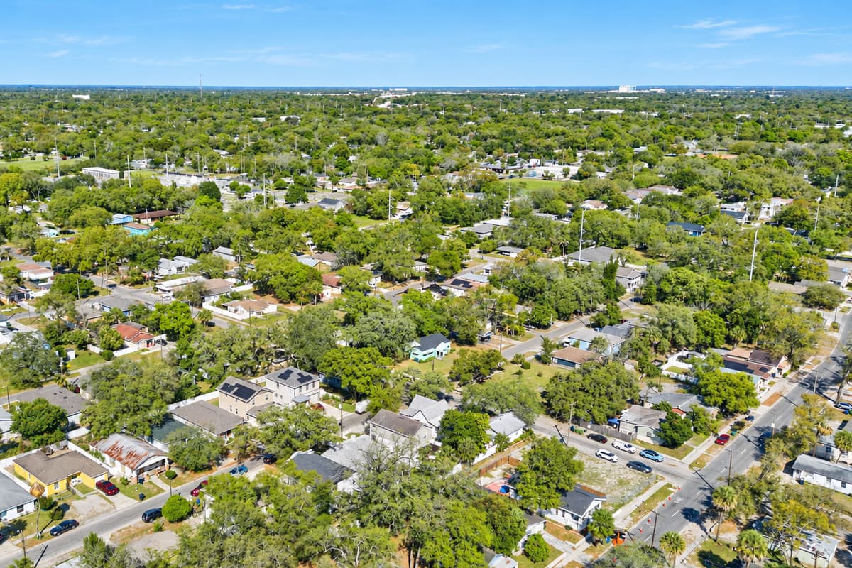 Aerial view of the beautiful neighborhood.