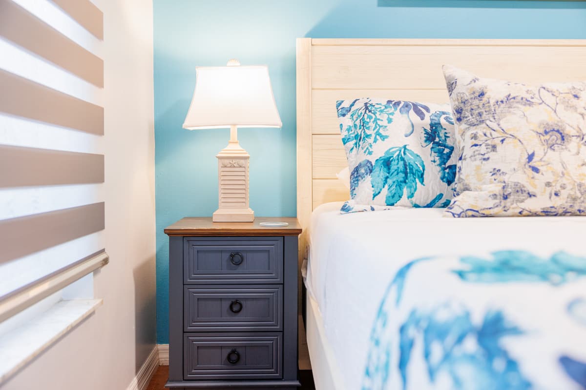 Bedroom details at Flamingo Palms.