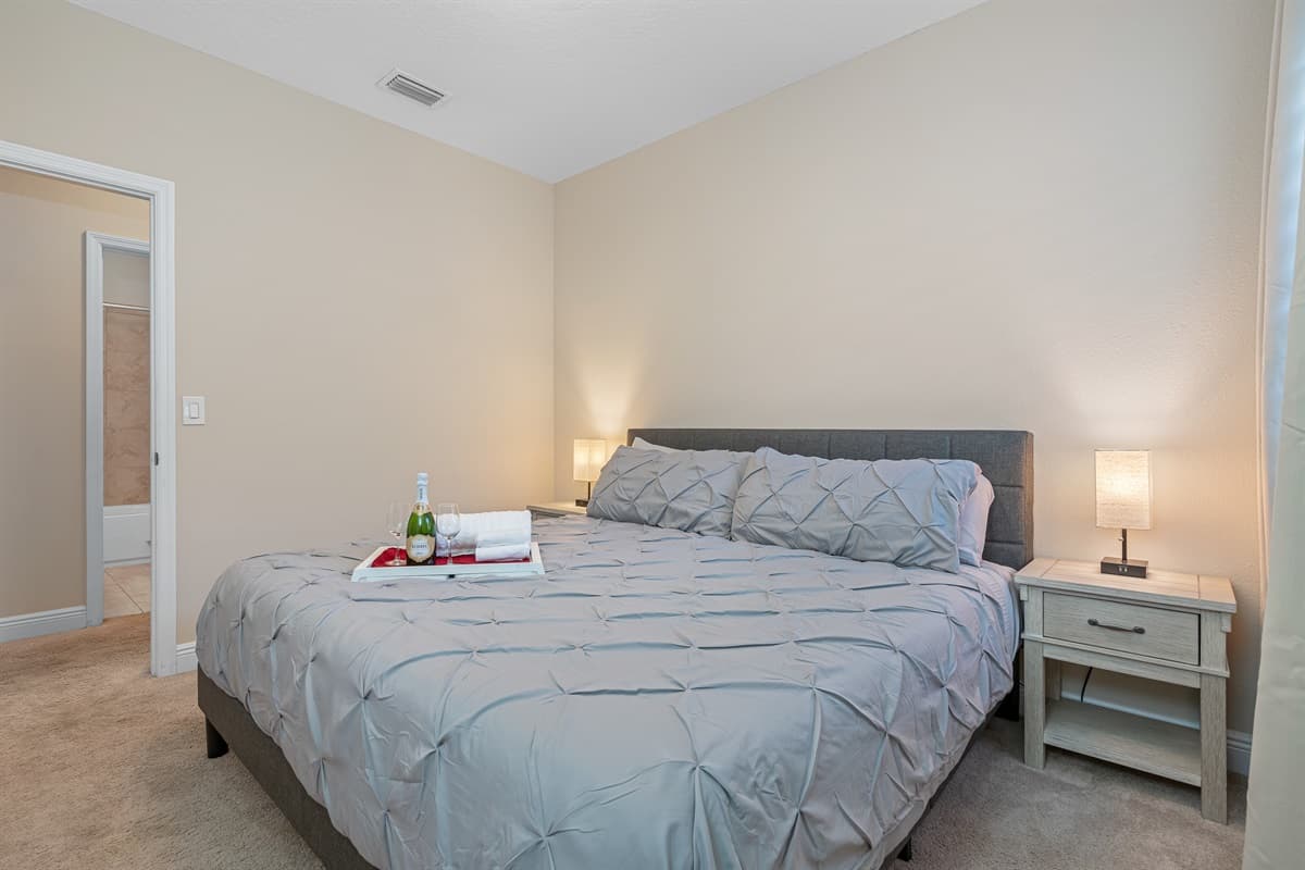 Have an amazing sleep in our stunning bedroom with comfortable king size bed. Feel safe and secured and sleep comfortably during your stay with us. Inquire about our property now!